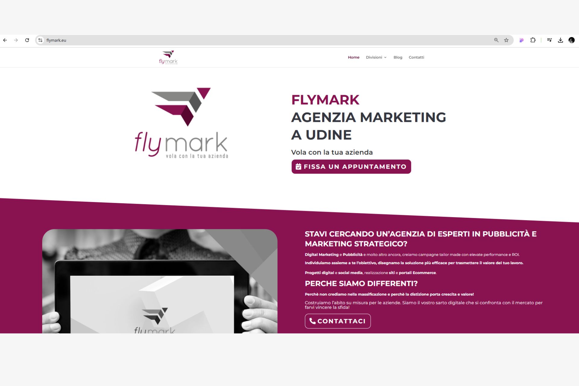 Sito web moderno e ottimizzato realizzato da Flymark per una PMI in Friuli Venezia Giulia.