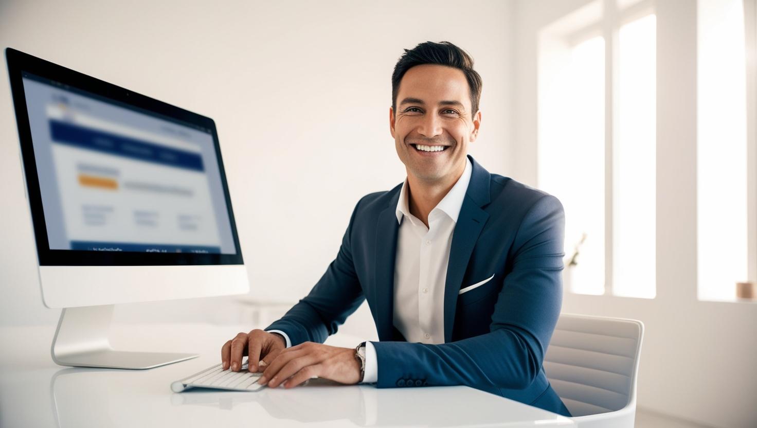 Imprenditore sorridente che ha migliorato la visibilità online della sua attività grazie a Flymark, agenzia locale in Friuli Venezia Giulia.